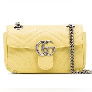 * NEW* aurhentic GUCCI Women's Yellow Small GG Marmont Leather Shoulder Bag